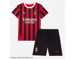 AC Milan Rafael Leao #10 Domáci Detský futbalový dres 2024-25 Krátky Rukáv (+ trenírky)